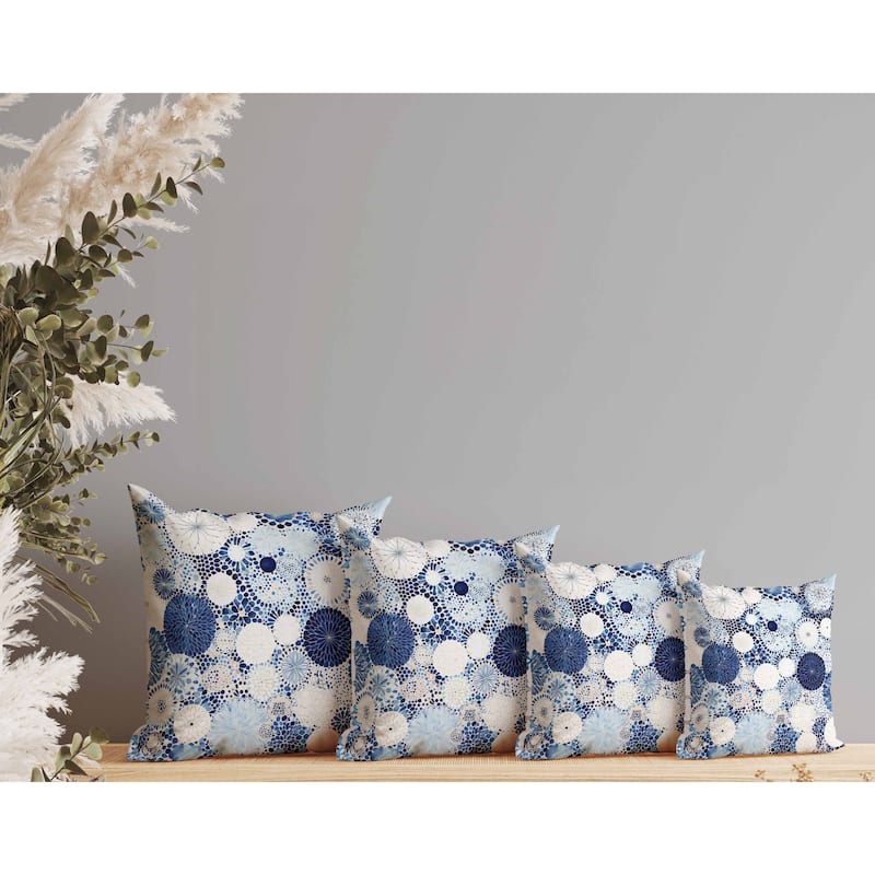 Crystal Drift Faux Suede Reversible Throw Pillow White and Blue
