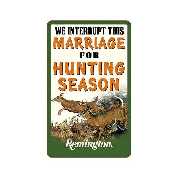 Open road brands 90160158 open road brands die cut emb tin sign remington marriage