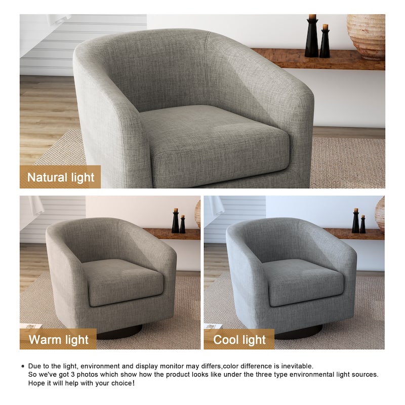 Round Barrel Armchair 360-Degree Swivel Accent Chairs