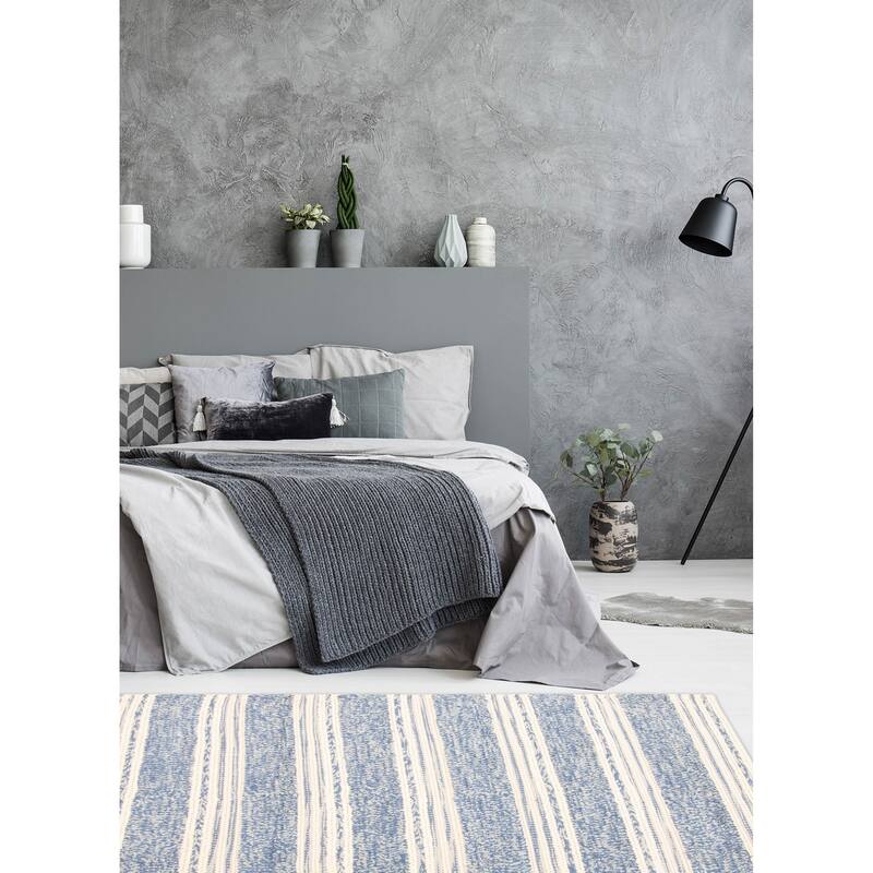 ECARPETGALLERY Braid weave Sienna Blue Wool Rug - 5'2 x 7'7