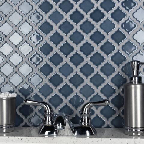 Merola Tile Hudson Tangier Storm Grey 12.38" x 12.5" Porcelain Mosaic Tile