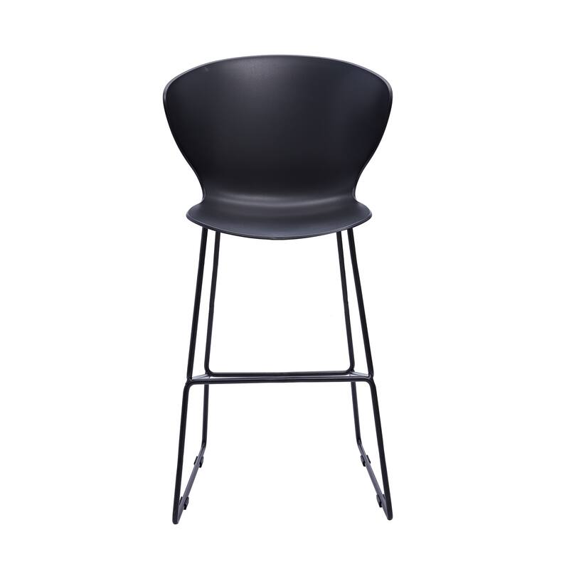 HomeRoots Set of Two 26" Black Heavy Duty Plastic and Metal Low Back Counter Height Bar Chairs