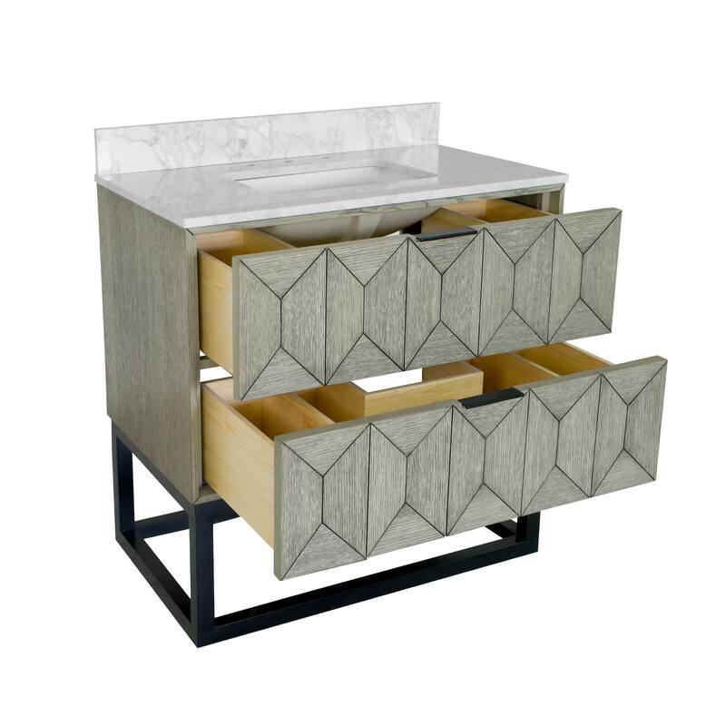 KitchenBathCollection Henley 36" Bathroom Vanity with Carrara Marble Top