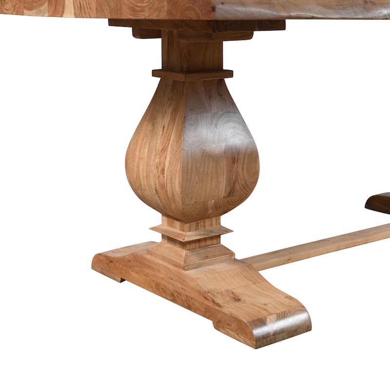 Hartford Farmhouse Live Edge Wood Dining Table, 78"L x 44"W x 30"H, Natural Finish by Sevita - 78"L x 44"W x 30"H