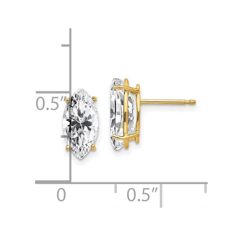 Curata 14k Yellow Gold 10x5mm Marquise CZ Cubic Zirconia Earrings
