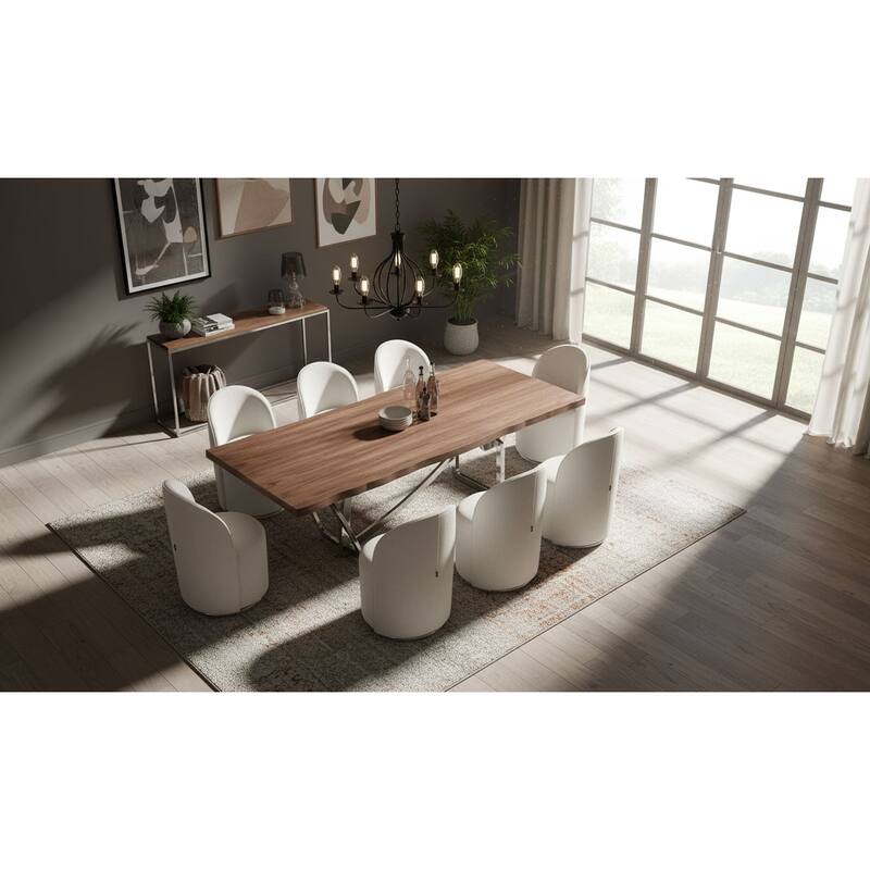 Modrest Addy Modern Walnut & Stainless Steel Dining Table