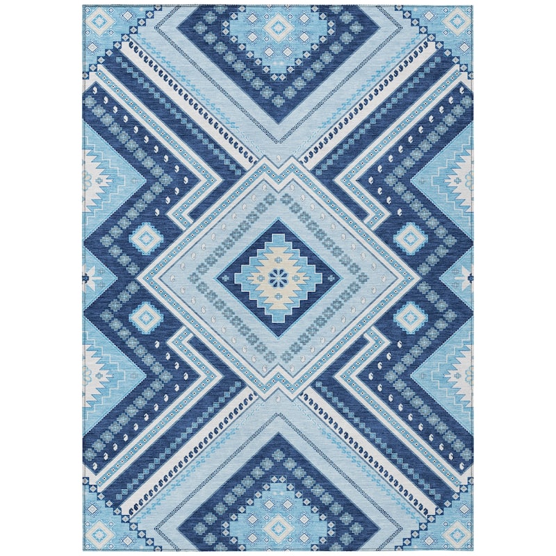 Machine Washable Indoor/ Outdoor Global Boho Chantille Rug