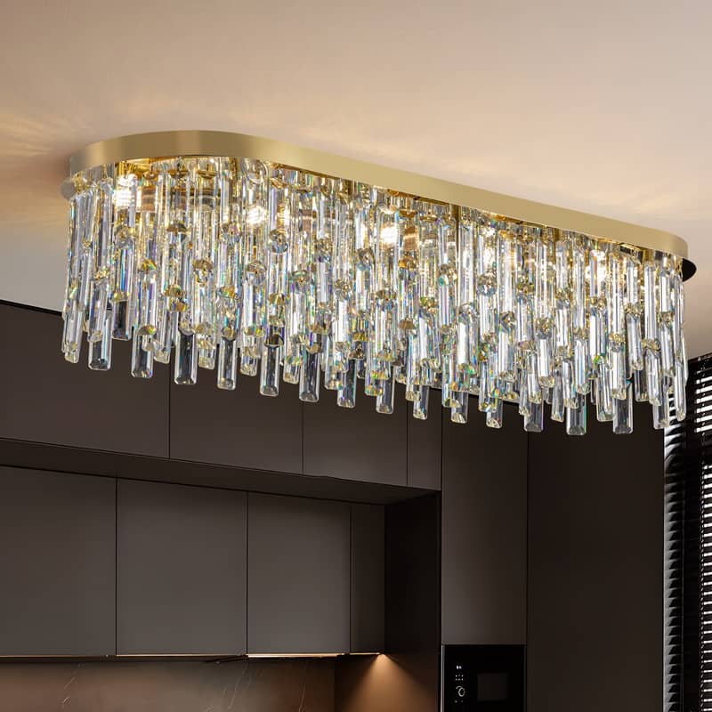 23.6 in. Chrome Crystal Chandelier Round Modern Chandelier Luxury Pendant Ceiling Light Fixture for Dining Room Living Room - Chrome