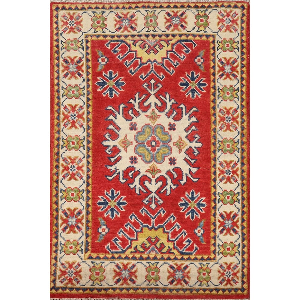 Traditional Red Kazak Oriental Foyer Rug Handmade Wool Carpet - 2'0"x 3'0"