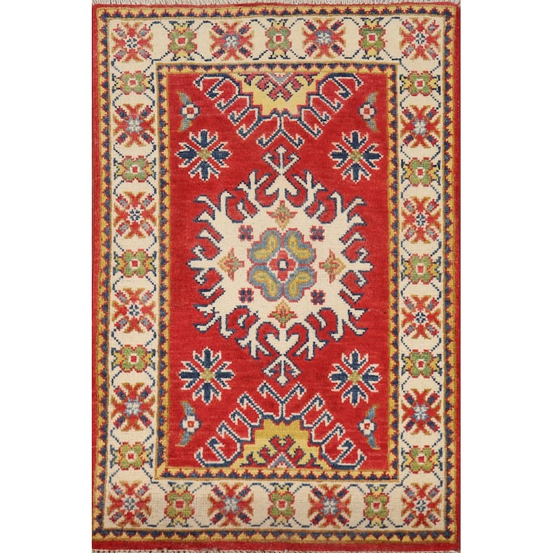 Traditional Red Kazak Oriental Foyer Rug Handmade Wool Carpet - 2'0"x 3'0"