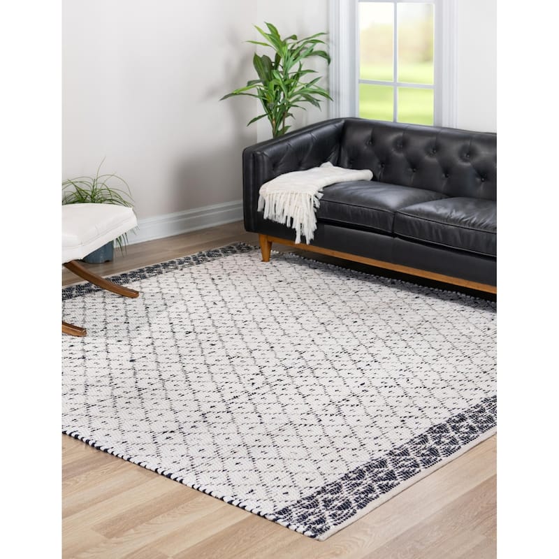 Contemporary Octiane Collection Area Rug - 8' Square - Ivory