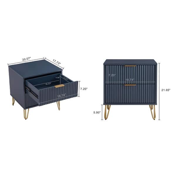 Manhattan Comfort2-Piece DUMBO Modern Standard 3-Drawer Dresser and DUMBO Modern 2.0 Nightstand in Golden Brown