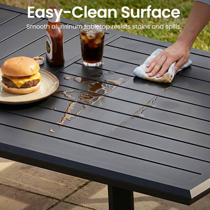 7/9/11 Piece Patio Dining Set Outdoor All-Weather Aluminum Dining Table with Umbrella Hole and Stackable Chairs