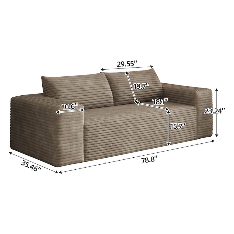 78.8" Corduroy Loveseat Sofa - Deep Seat, No Assembly Required, for Living Room, Bedroom, Apartment