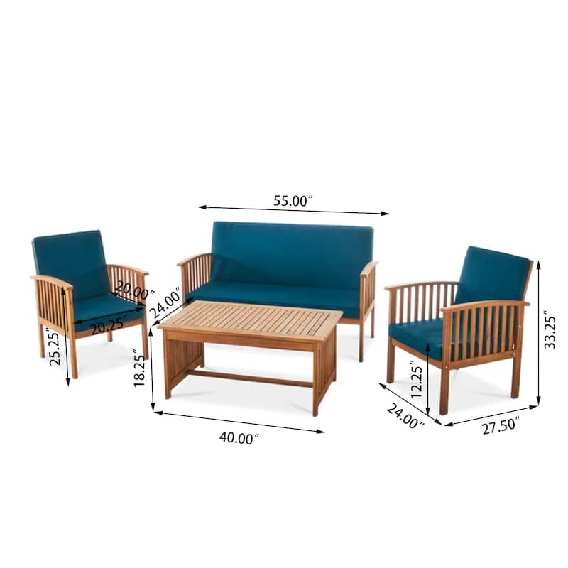 4PCS Outdoor Acacia Wood Sofa Set