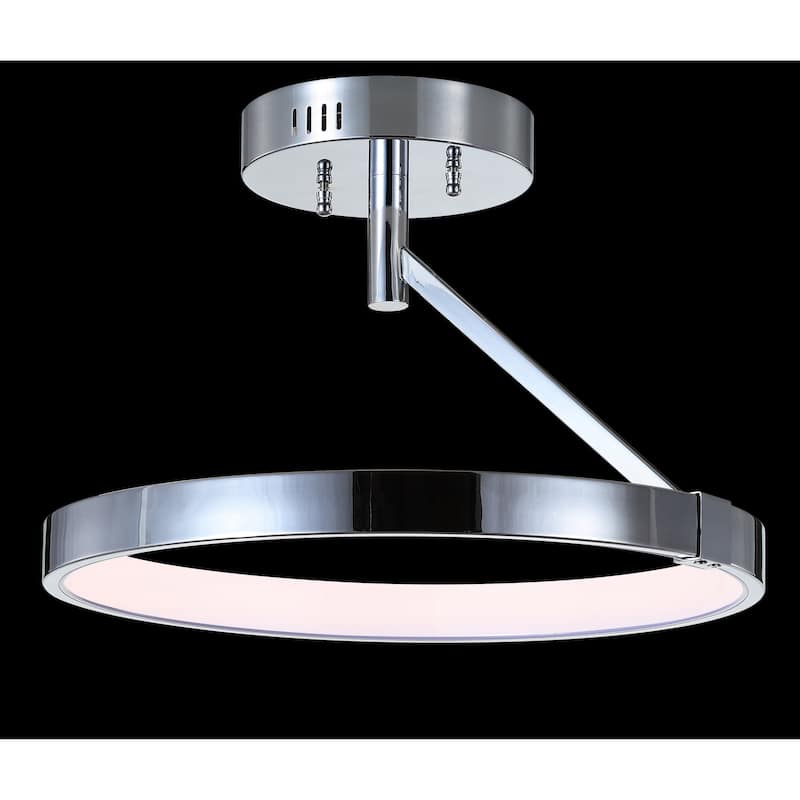 Ajax 17.5" Dimmable Integrated LED Metal Semi-Flush Mount, Chrome by JONATHAN Y