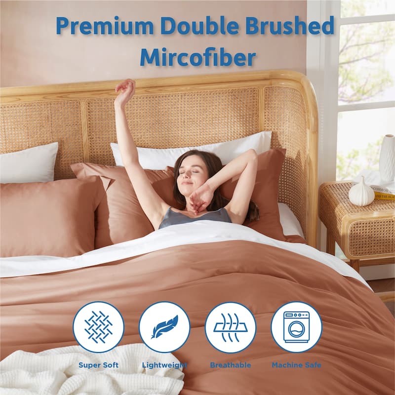 Nestl Ultra Soft Double Brushed Microfiber Duvet Cover Set with Button Closure