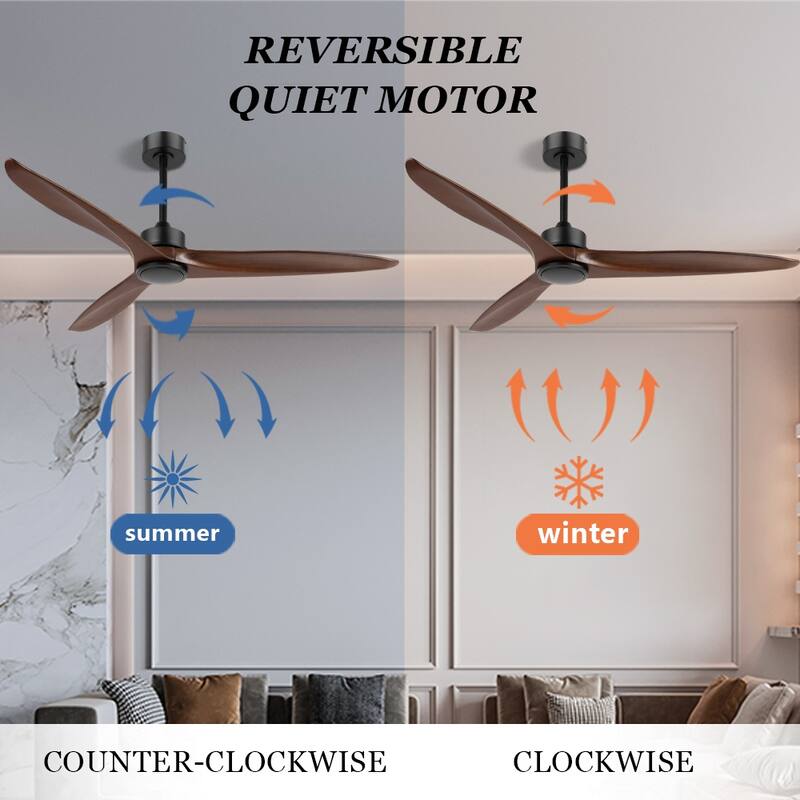 WINGBO 60" Solid Wood DC Motor Indoor Ceiling Fan with Remote Control