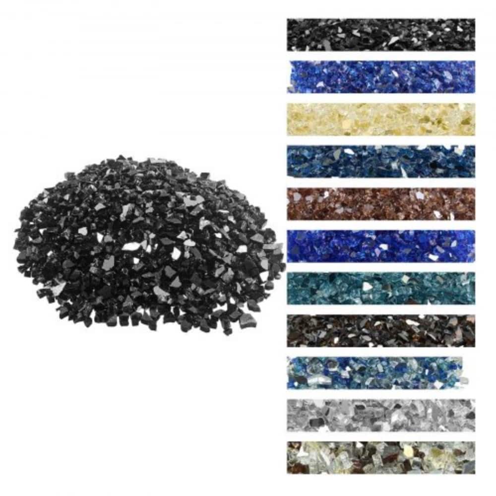 Black Tempered Reflective Crushed Fire Glass 10 lbs. High Heat - 1/2 inch
