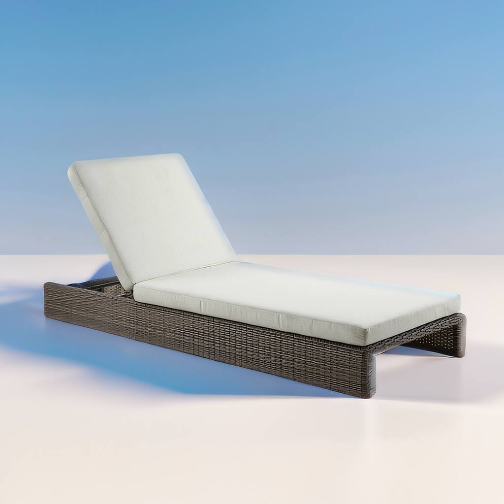 CUSchoice Beige Fabric Outdoor Patio Sun Lounge with Cushion