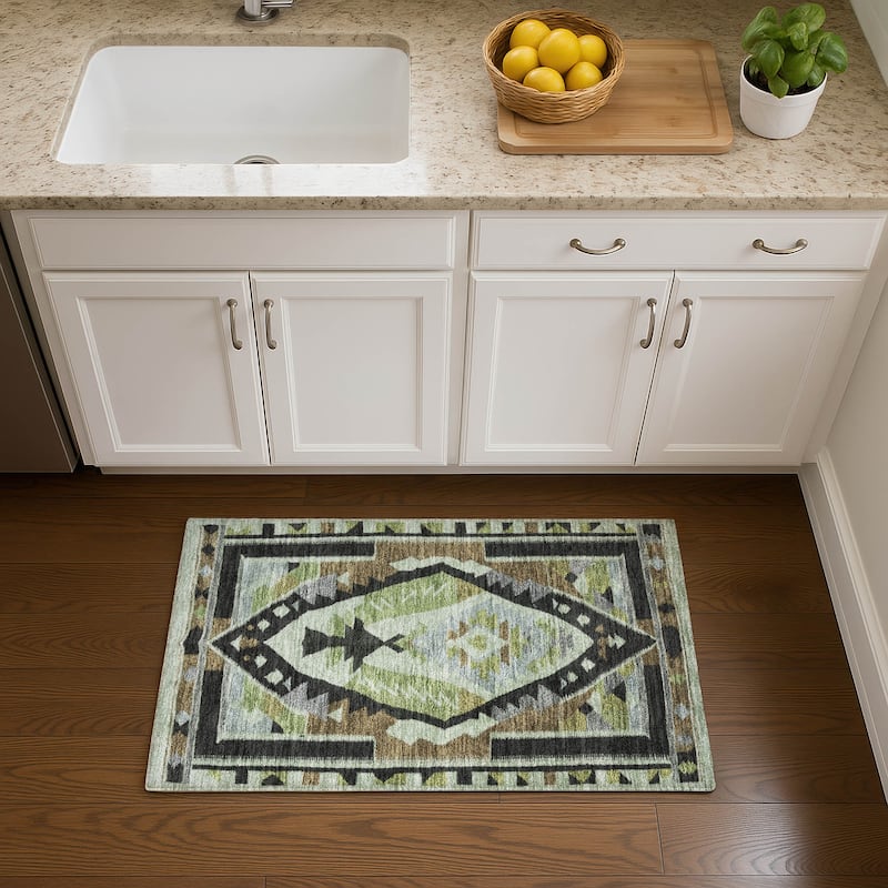 Premium Washable Super Soft Global Medallion Mayfield Rug - Brown - 1'8" x 2'6"