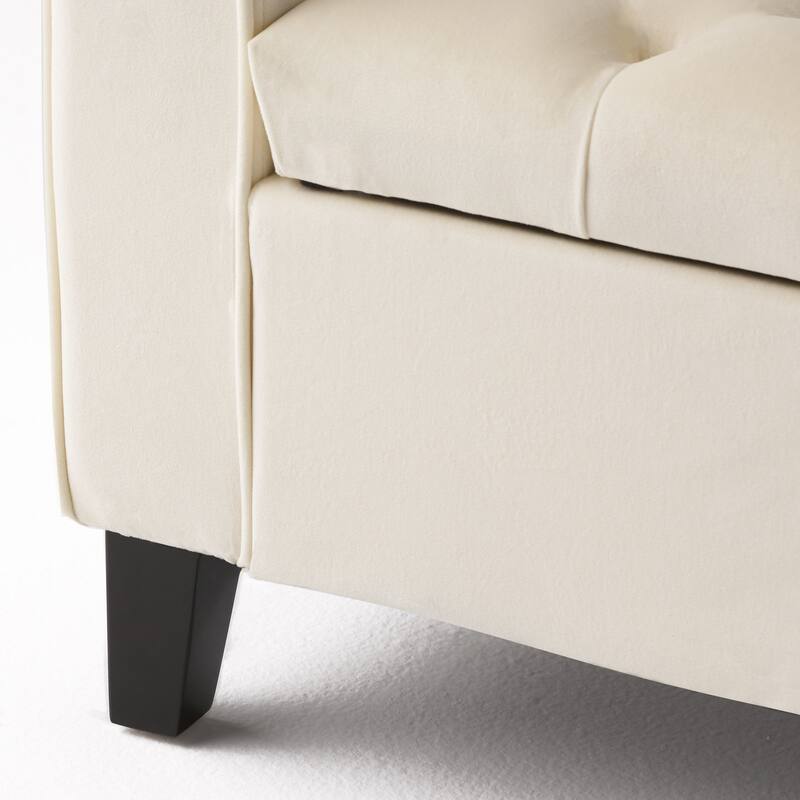 Keiko Contemporary Rolled Arm Velvet Storage Ottoman Bench by Christopher Knight Home