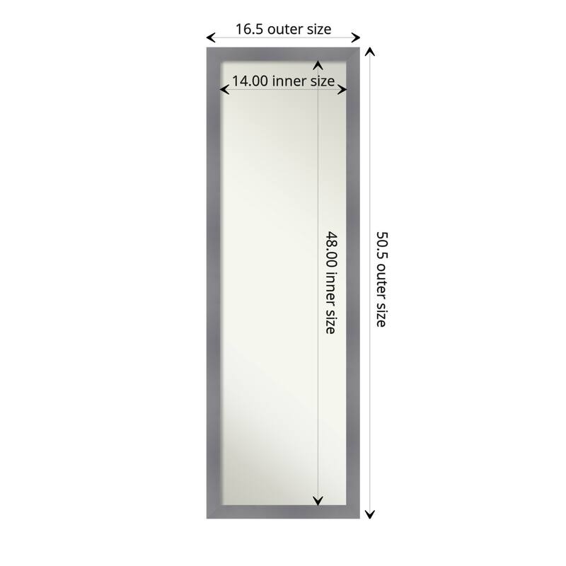 Edwin Non-Beveled Wood Framed Full-Length On the Door Mirror - Glass Size 14x48 - Edwin Grey