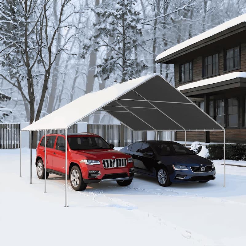 AVAWING Heavy Duty Carport, Waterproof & UV Resistant Outdoor Garage Shelter with Galvanized Steel Frame