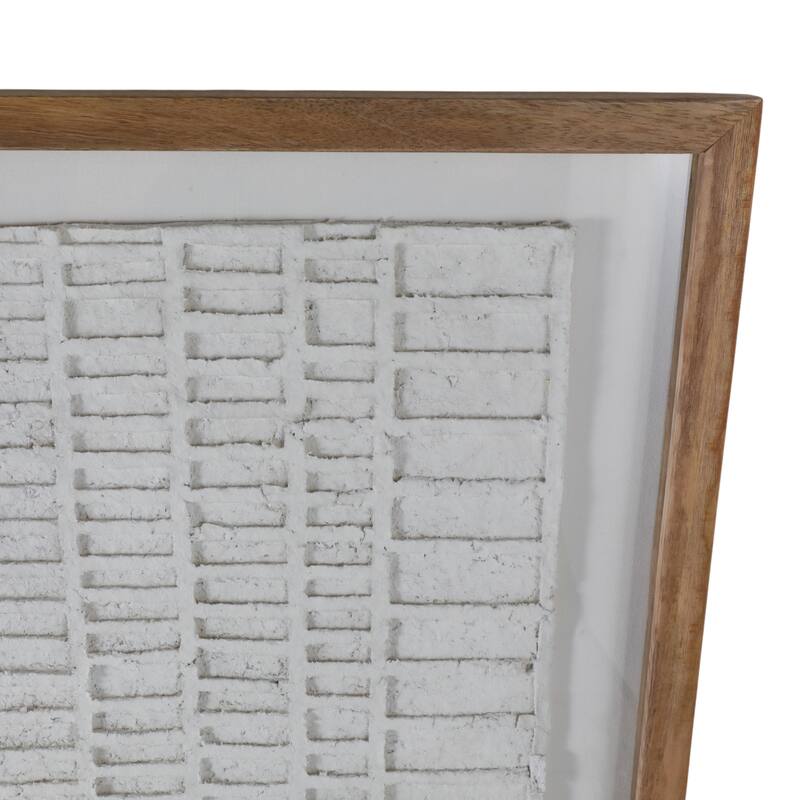 Paper Mache Wooden Frame Glass Wall Art - Ivory, 37x48 in.