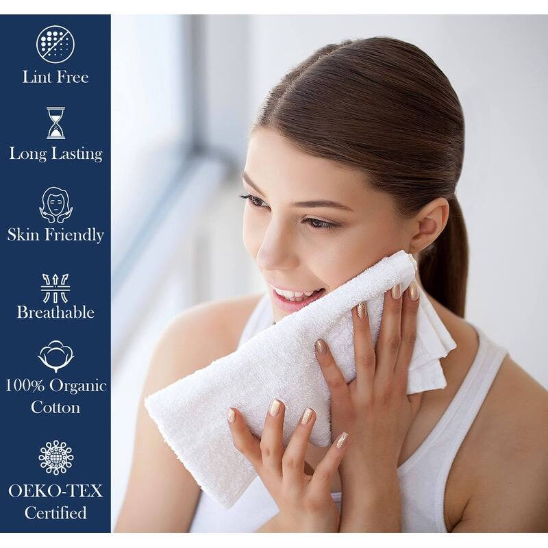 Delara Organic Cotton Luxuriously Plush Hand Towel Pack of 2 | GOTS & OEKO-TEX Certified | 650 GSM Long Staple