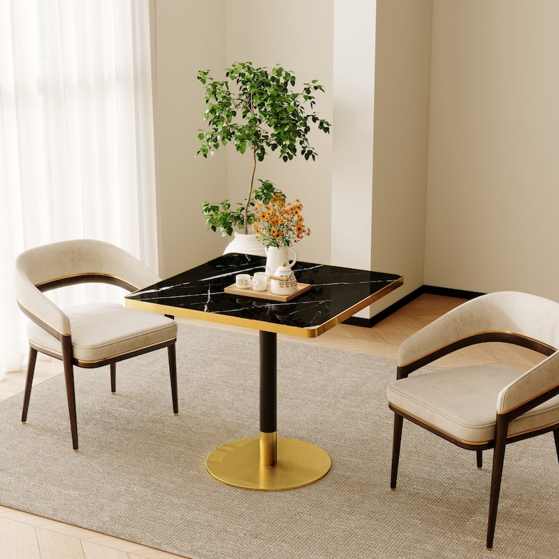 Square Modern Dinning Table 31.5 inches Bistro Table Tulip Table with Faux Marble top - Light Slate Grey - Light Slate Grey