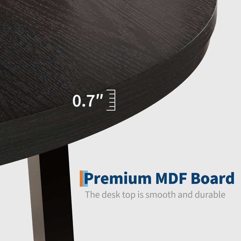 47" Round Dining Table, with Sturdy Metal Frame & Rustic Brown Finish