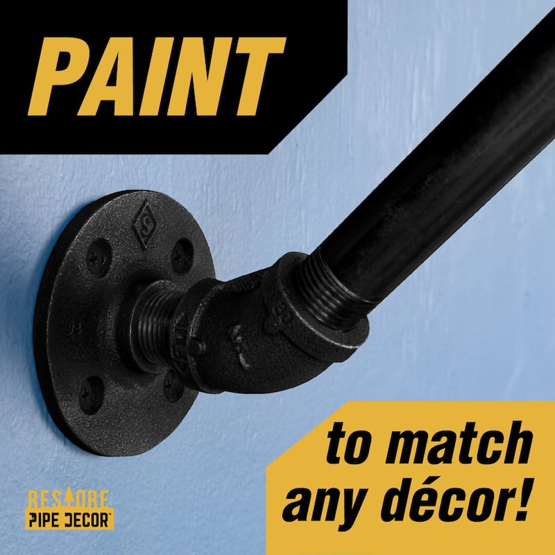 PIPE DECOR 36" Wall Mounted Clothing Rack with Wood Shelf and Industrial Steel Pipe