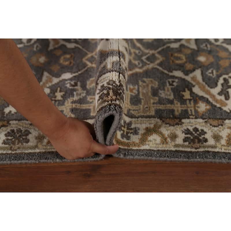 All-Over Gray Oushak Oriental Runner Rug Hand-Knotted Wool Carpet - 2'7"x 11'2"