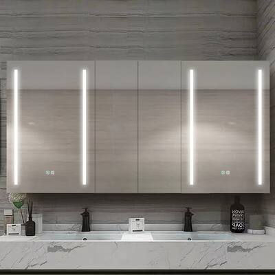 60 in.W x 30 in. H Aluminum Surface Mounted LED Medicine Cabinet with Doors and Mirror Defogging - 60'' X 30''