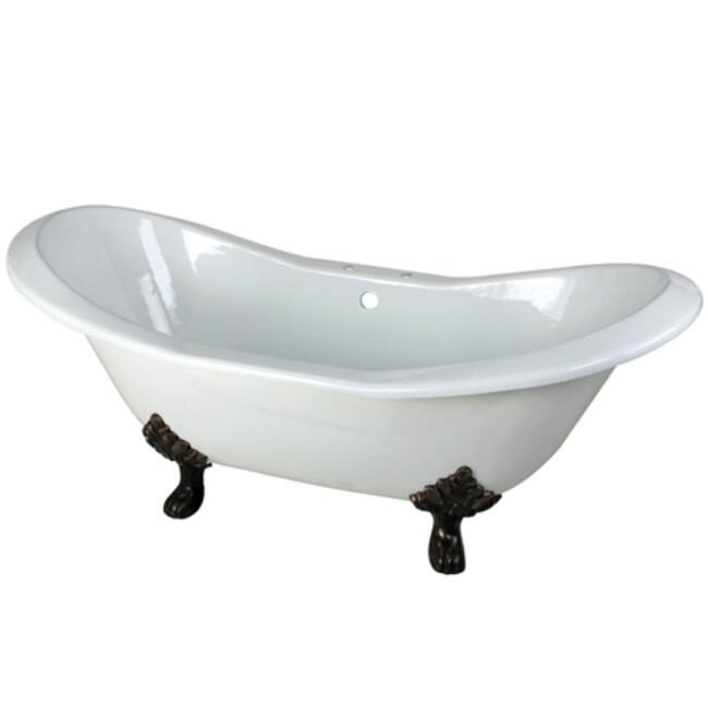 Kingston Brass Aqua Eden 72" Clawfoot Cast Iron Soaking Tub with - White / Oil Rubbed Bronze Feet