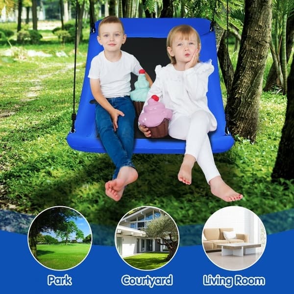 40 Inch Saucer Tree Outdoor Round Platform Swing With Pillow And Handle - Costwa