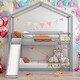 preview thumbnail 1 of 11, Fun, Functional Design Twin Over Twin Bunk Bed, House Shape Unique & Intricately Designed Bunk Bed Gray