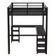 preview thumbnail 12 of 11, Black+Brown Full Size Metal Loft Bed with Desk and Shelves