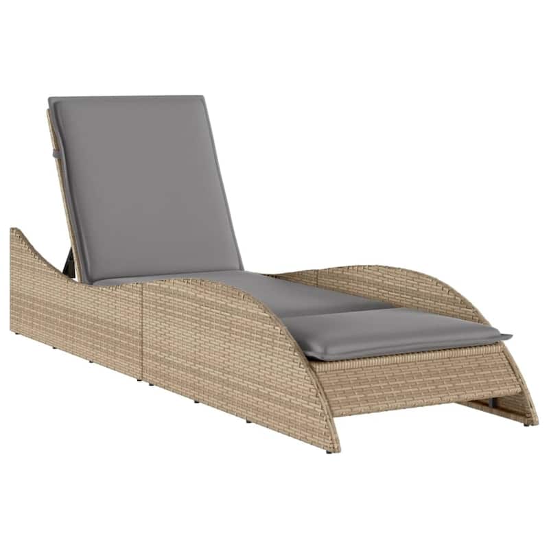 vidaXL Patio Sun Lounger Beige PE Rattan, Powder-Coated Steel Extra Long - 23.6" x 80.7" x 28.7"/ 1