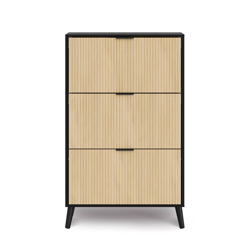 24 Pair Flip Drawer Shoe Storage Cabinet with Adjustable Shelves - 52.5'' H X 31.5'' W X 11.75'' D