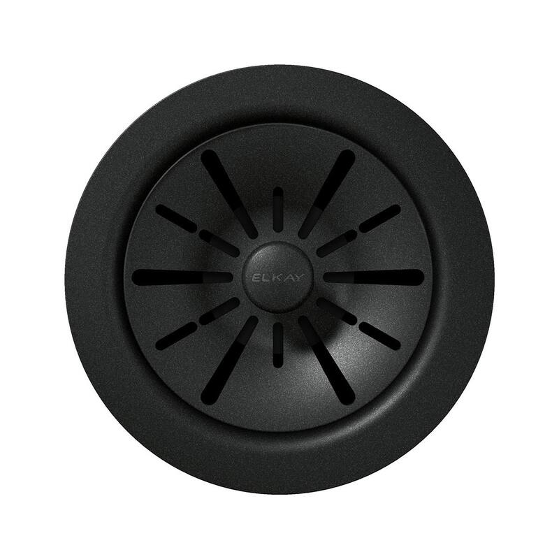 Elkay Quartz Perfect Drain 3-1/2" Polymer Disposer Flange with Removable Basket Strainer and Rubber Stopper - Charcoal