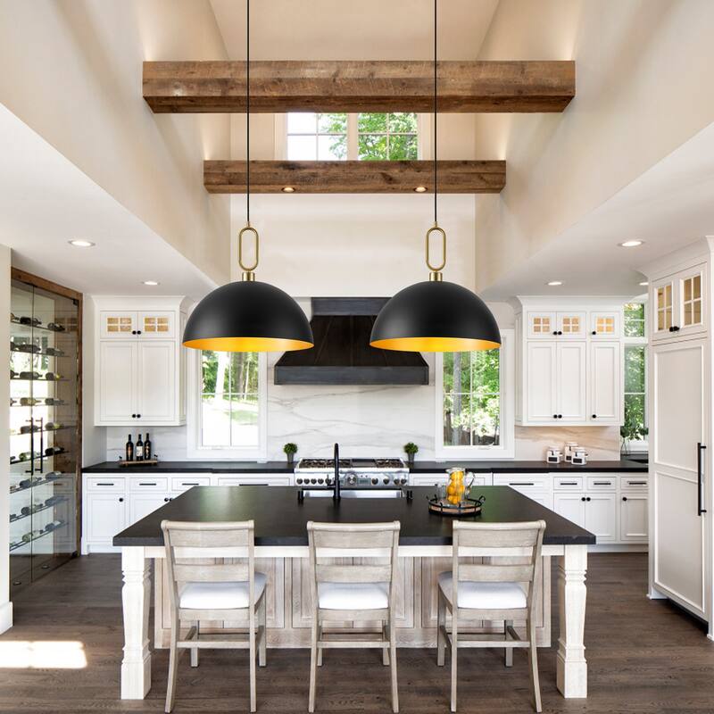 1-Light Industrial Pendant Light with Metal Shade for Study Dining Room Kitchen Island