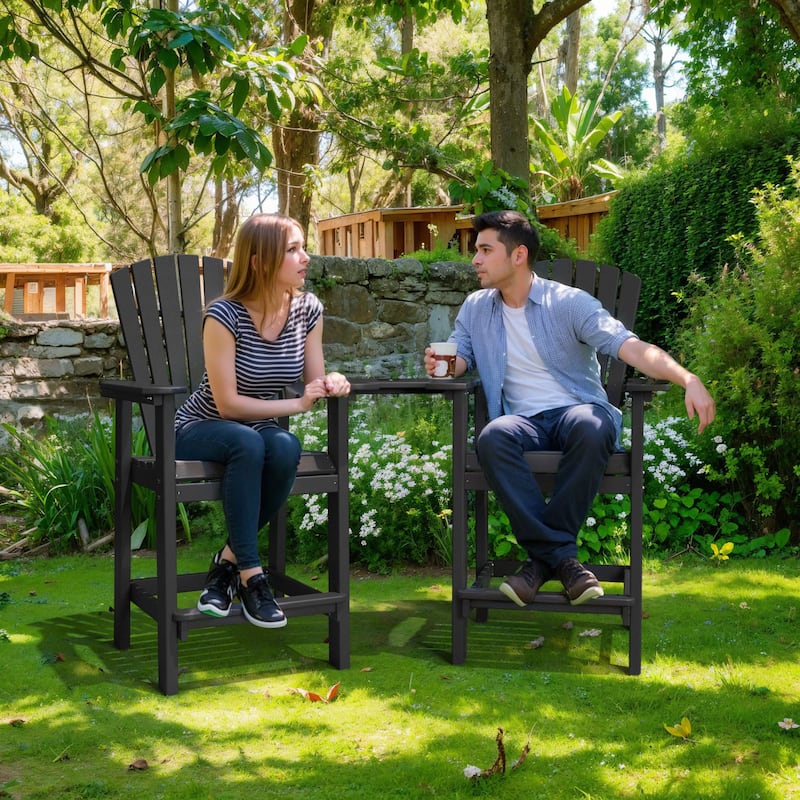 Modern Outdoor Bar Stools Set of 2 or 4 - with Ergonomic Adirondack Design, Durable HDPE Construction & Weather-Resistant