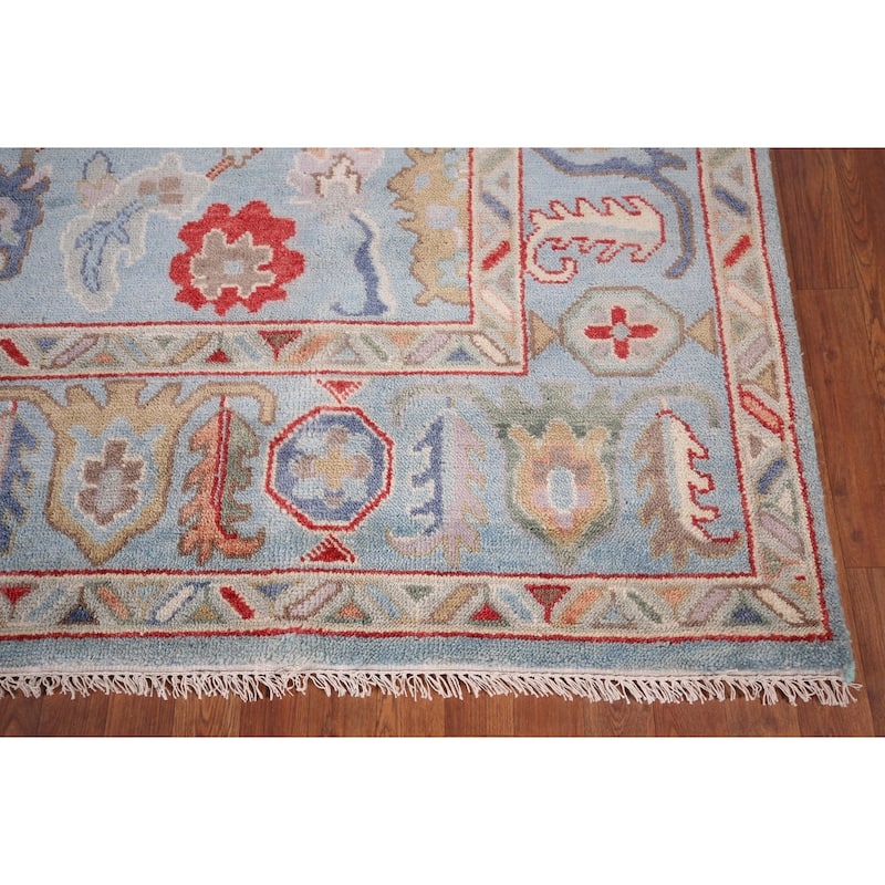 Blue Light Oushak Oriental Area Rug Handmade Wool Carpet - 8'0"x 10'0"