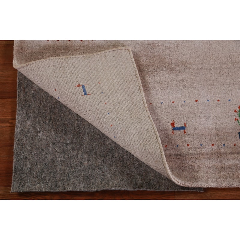 Hand Knotted Oriental 100% Wool Carpet Tribal Animal Pictorial Beige & Ivories Gabbeh Area Rug - 5' 0'' X 3' 0''