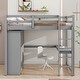 preview thumbnail 3 of 28, Full Size Loft Bed with Wardrobe, Desk, Shelves, Drawers, Grey, Wood Frame