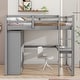 preview thumbnail 3 of 15, Safety Guaranteed Wood Loft Bed with Built-in Wardrobe, Desk, Storage Shelves and Drawers, Full Size, Grey