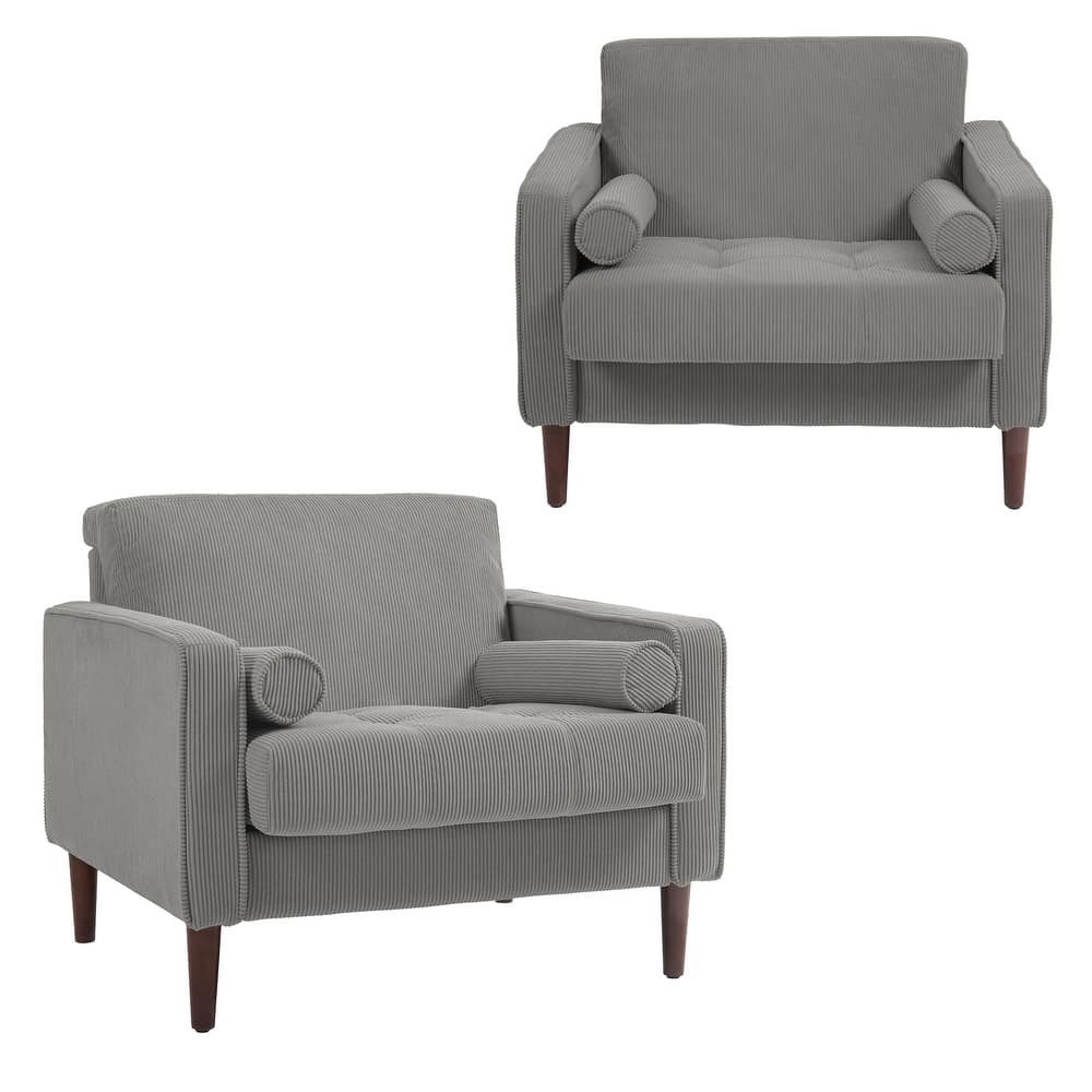 Corduroy Modern Upholstered Loveseat and Armchair Set