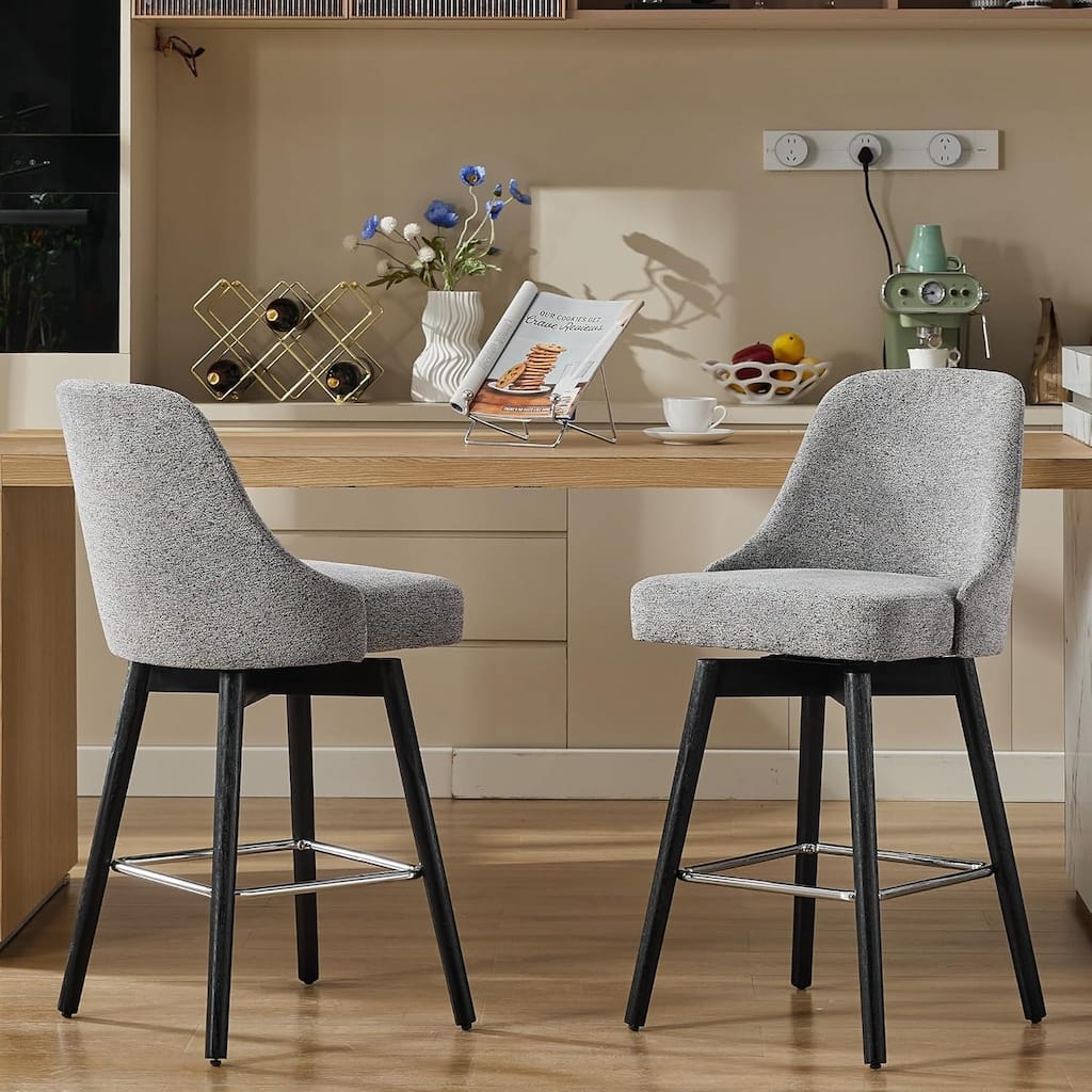 Swivel Bar Stools Set of 2, 30" Height Upholstered Barstools